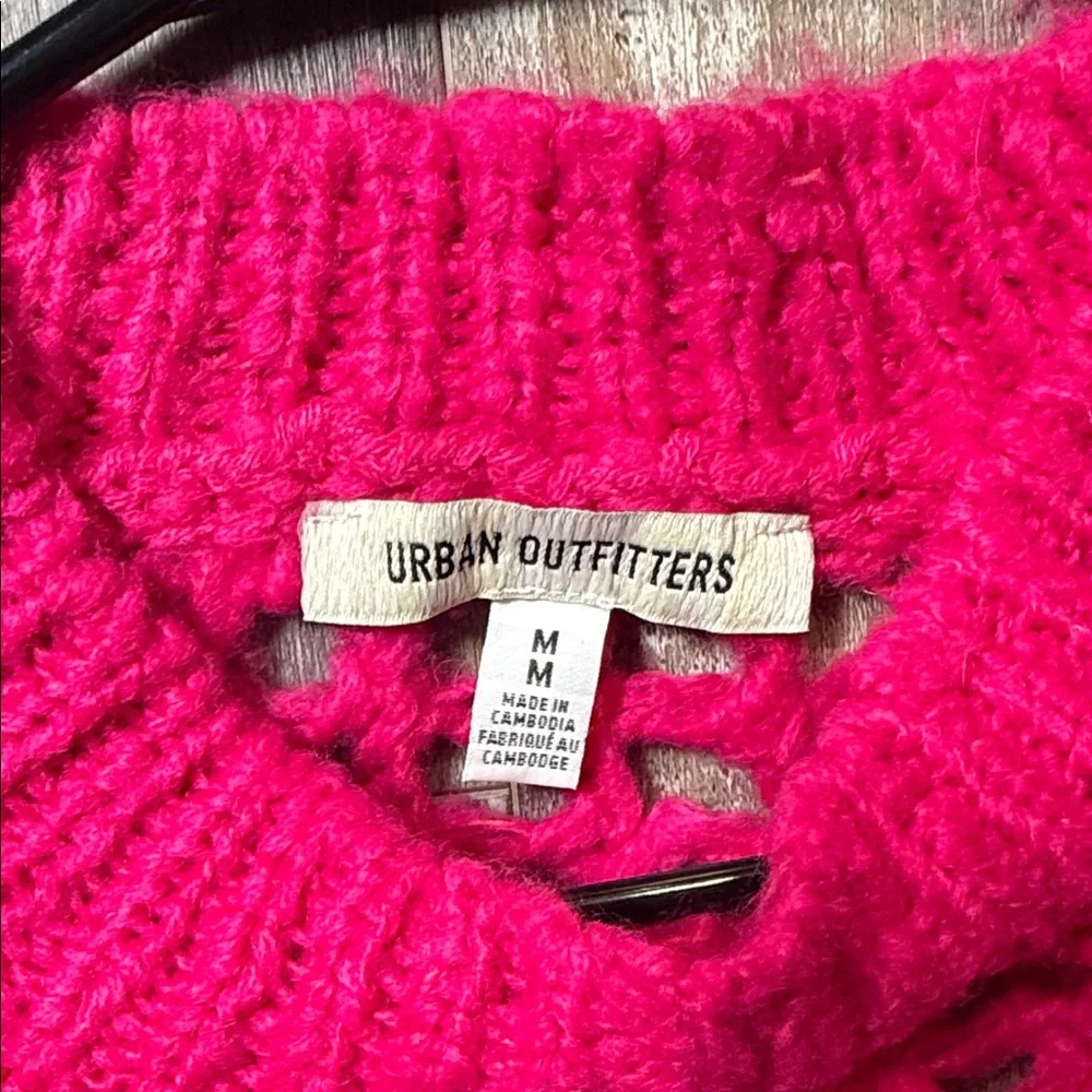 Urban‎ Outfitters Fuchsia Open-Knit Sweater